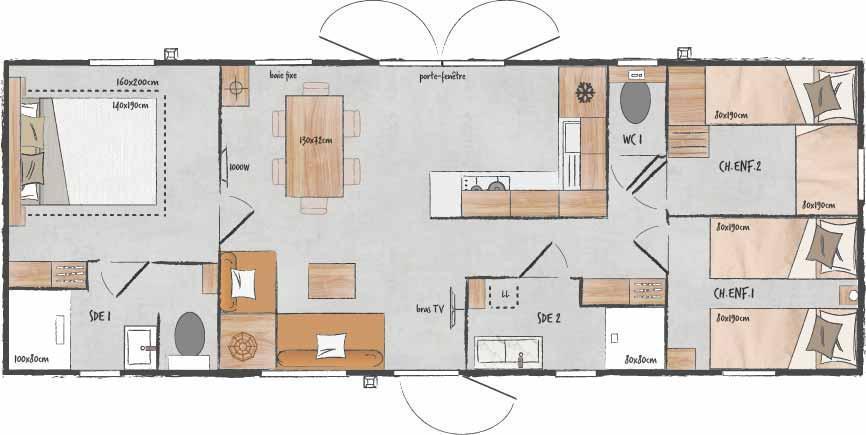 Signature JACUZZI 3Ch 2 SDB + TV + LV + CLIM + Terrasse couverte