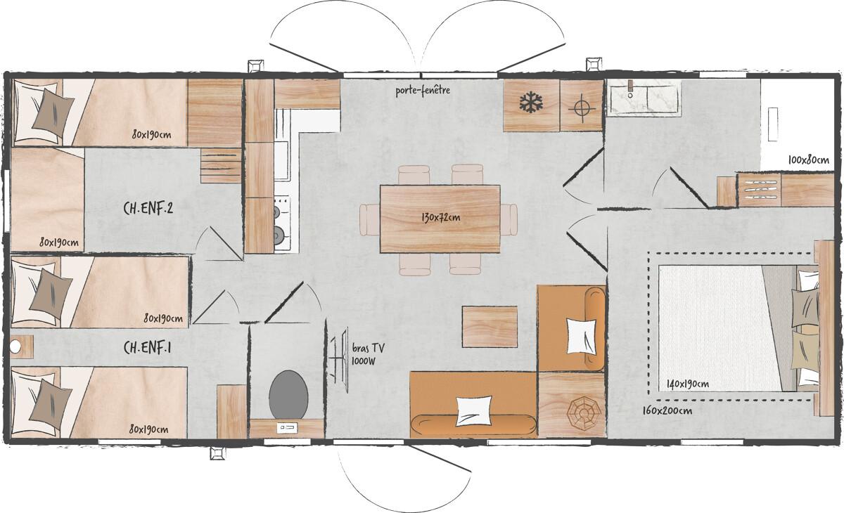 S&eacute;r&eacute;nit&eacute; 3 Ch TV + LV + CLIM + Filet d&eacute;tente + Terrasse couverte